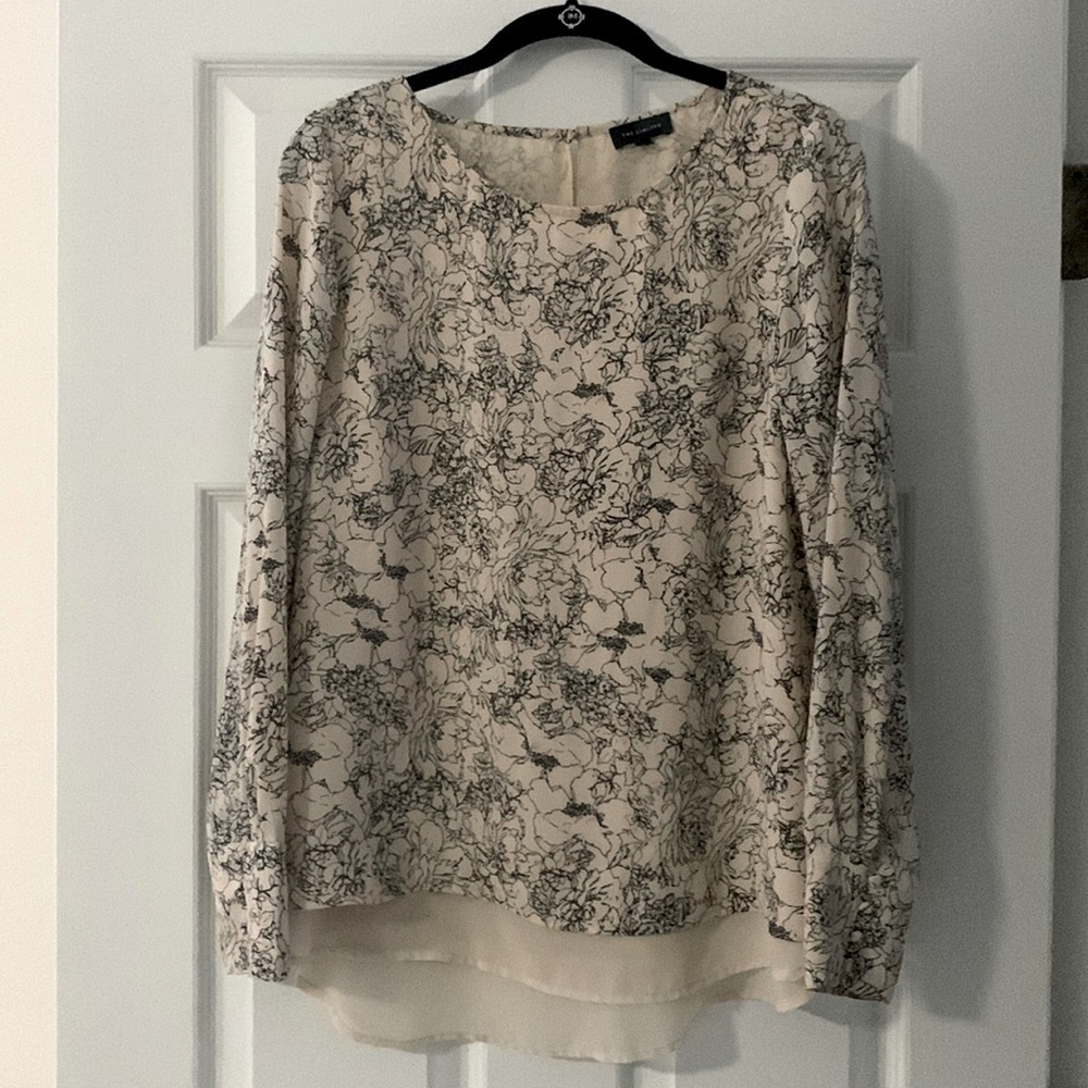 Grey/Cream Floral Pattern Tunic Size Small